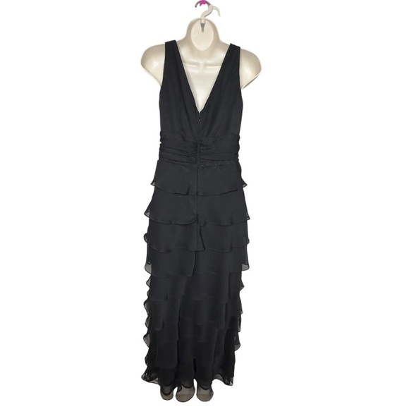 Vintage Patra Elegant Black Tiered Chiffon Sleeveless Dress Formal Size 8 - Picture 2 of 9
